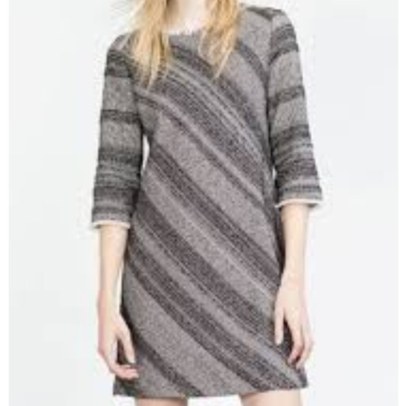 black tweed dress zara